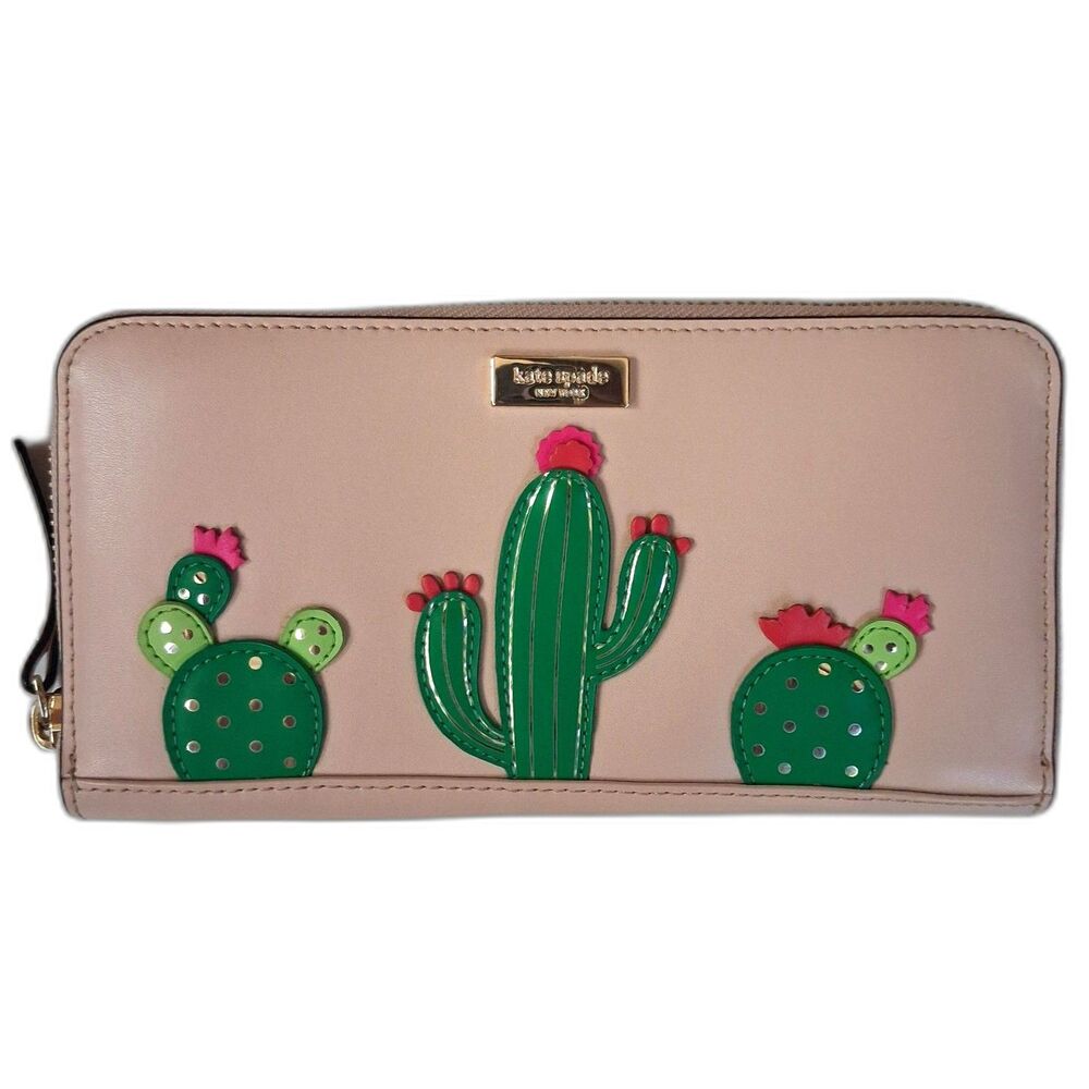 Kate Spade New Horizons Cactus Neda Zip Around Continental Leather Wallet NWOT